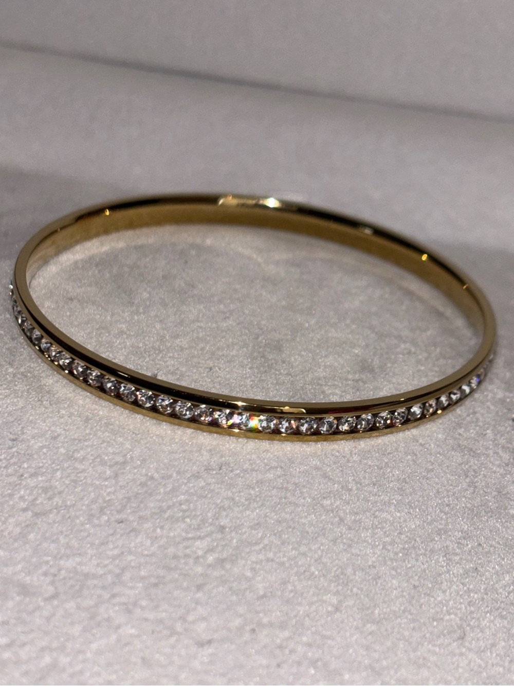 Gold Tone Crystal Pavé Bangle Bracelet - Women Jewelry